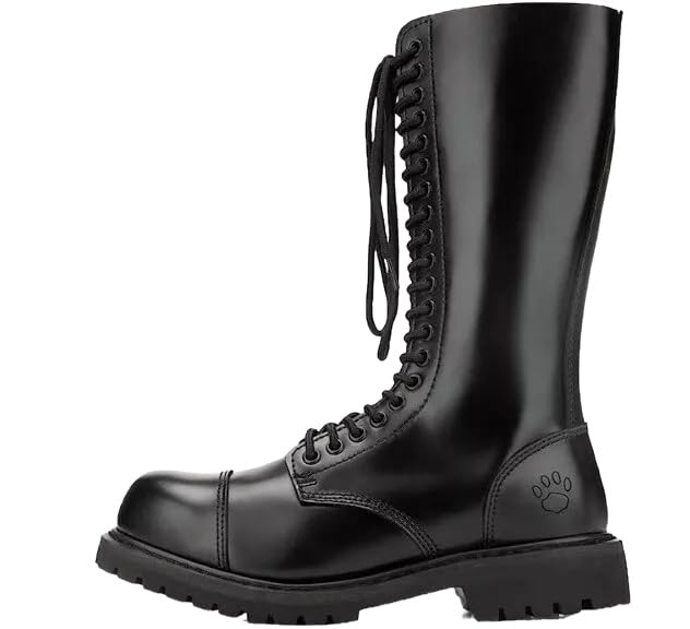 Bottes en cuir rouge à 20 trous pour festivals et concerts rock