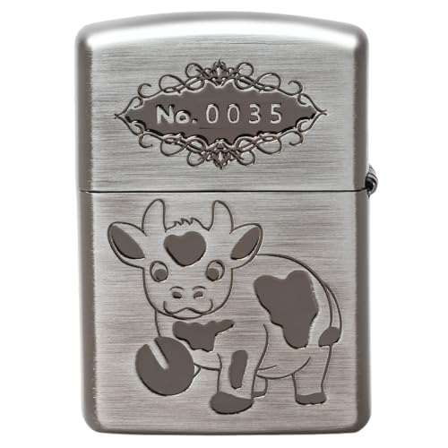 Encendedor Zippo Oil Armor Cow Silver Black miniatura 3