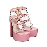Photo Gallery fhvcmtg tacco alto sandali high heels plateau punta rotonda aperta borchiati tacco blocco scarpe passerella festa 13,5 cm,pink,41 Photo Gallery fhvcmtg tacco alto sandali high heels plateau punta rotonda aperta borchiati tacco blocco scarpe passerella festa 13,5 cm,pink,41