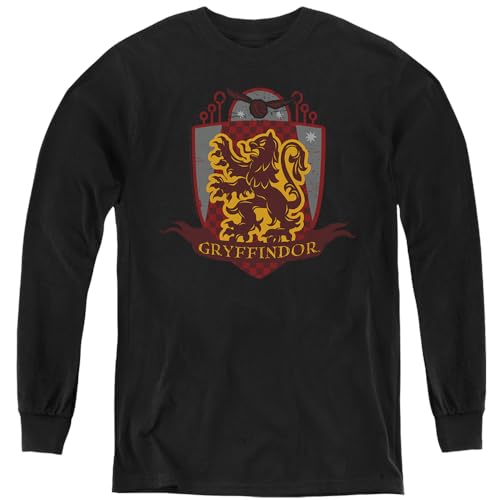 Popfunk Harry Potter Gryffindor Quidditch Shield Logo Kids Long Sleeve T-Shirt for Youth Boys and Girls