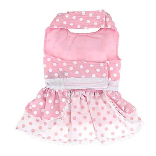 Doggie Design Pink Polka Dot And Lace Dog Harness Dress Set Including Matching Leash #TOP1