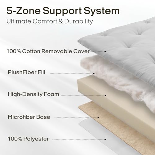 Image of ZonLi Japanese Floor Futon Mattress 4 inch Thicken Tatami Mat Sleeping Pad 100% High Density Foam Foldable Dormitory Pad Tatami Mattress,for Floor Lounger Adult Pillow Bed Queen Size