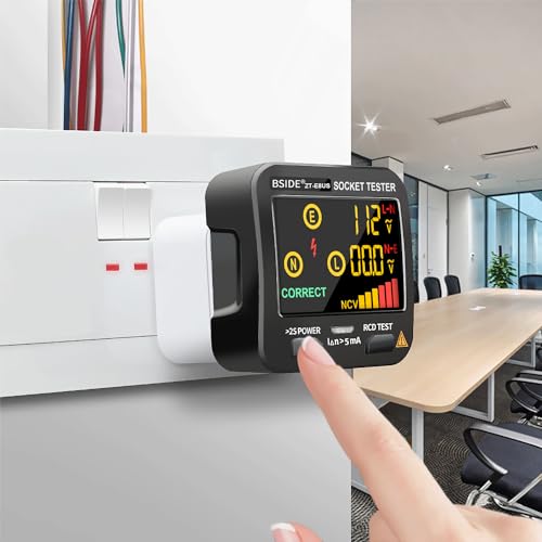Image of BSIDE EBTN LCD Outlet Tester 3 Results Display, Integrated Voltage Detector, GFCI Receptacle Socket Tester Circuit Analyzer US Wall Plug Leakage Tester Electricity Line Fault Checker
