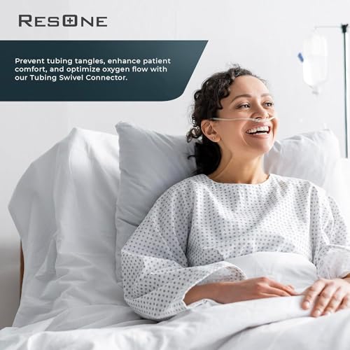 Image of ResOne Oxygen Tubing Swivel Connector, 5‑Pack - Male /Female 360 Rotating O2 Hose Coupler for Standard Oxygen Tubing, Leak‑Resistant Barbed Design
