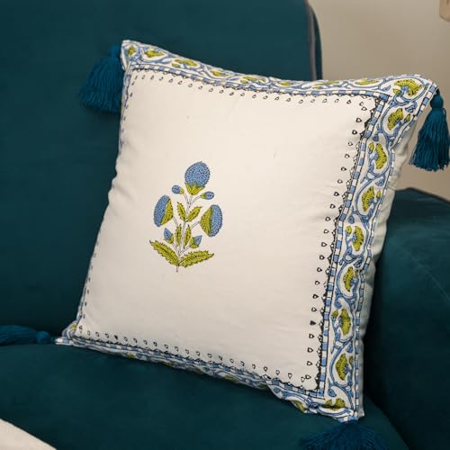 Image of Digital Print Cotton Canvas Throw Pillow Cover for Sofa | 18 X 18 Inch Decorative Pillow Cases for Home Decore | Boho Pillow Case for Living Room and Bed Room (Set of 1, 18 * 18)