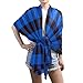 KLL Silk Scarf for Women Fashion Polyester Lightweight Soft Wrap Shawl Scarves Holiday Gifts Buffalo Plaid Blue Black