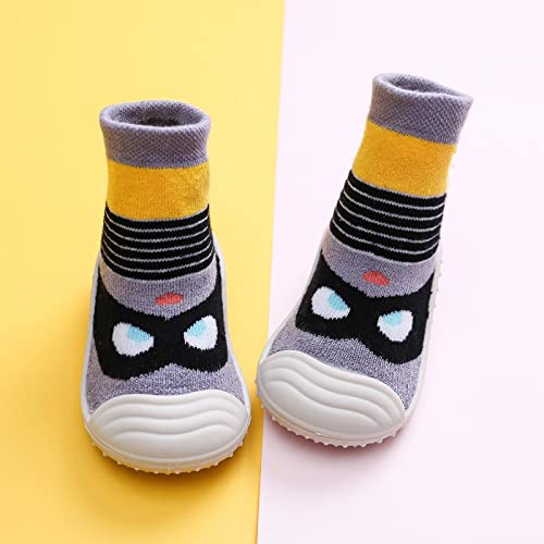 Baby First Walking Sock Shoes Soft Rubber Sole Anti-Slip Breathable Fuzzy Slipper Indoor/Outdoor Warm Shoes (B, 12-18 Months)2
