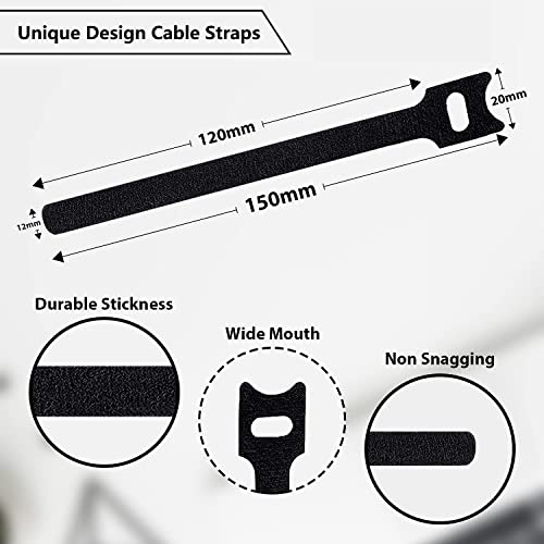 100 Pcs Cable Ties Reusable Hook and Loop Cable Straps Adjustable Tidy Fastening Strap Wire Management for Home & Office Accessories Headphones PC Wire USB Data Cables Organizer - Image 2