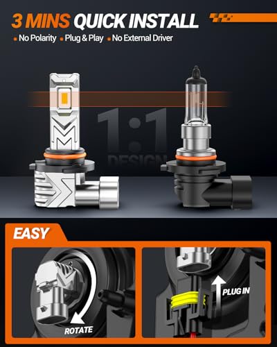 Image of SEALIGHT 9145 9140 H10 LED Fog Light Bulbs Yellow, 17000LM Super Bright H10 LED Fog Lights Amber Yellow, 800% Brighter High Penetration, Plug & Play, Pack of 2