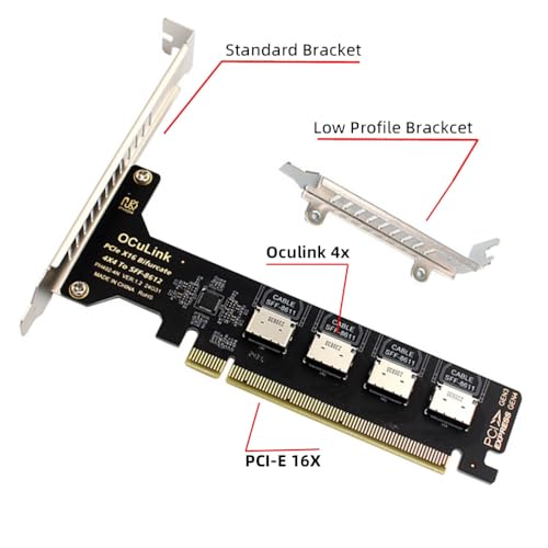 CY Adapter PCI-Express 4.0 PCIE 16x Detachable to Four Oculink SFF-8612 SFF-8611 Internal VROC Raid0 Adapter for U.2 SSD eGPU External Graphics Card Dock - Thumbnail 5