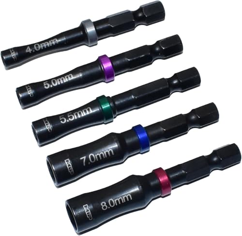 MIP Nut Driver 1/4 Drive Bit Speed Tip For Small Drills for Traxxas Arrma Axial Losi Redcat RC Quadcopter Helicopter FPV Racing Drone Models (Metric Set)