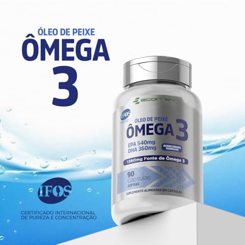 Omega 3 1360mg Ultra EPA DHA Cert. Importado Pureza (IFOS) 90cáps - Ecomev Com Laudo