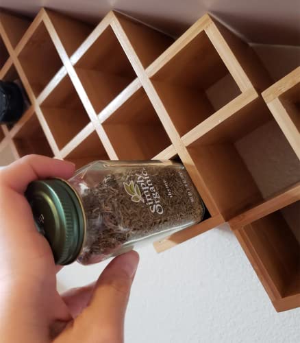 Bamboo Criss Cross Spice Rack Organizer For Cabinet, Wood Seasoning Rack Spice Organizer Holder, 18-Jar Spice Rack Tower Spice Storage Holder Organizer For Kitchen Countertop Drawer(Jars Not Include) #TOP7