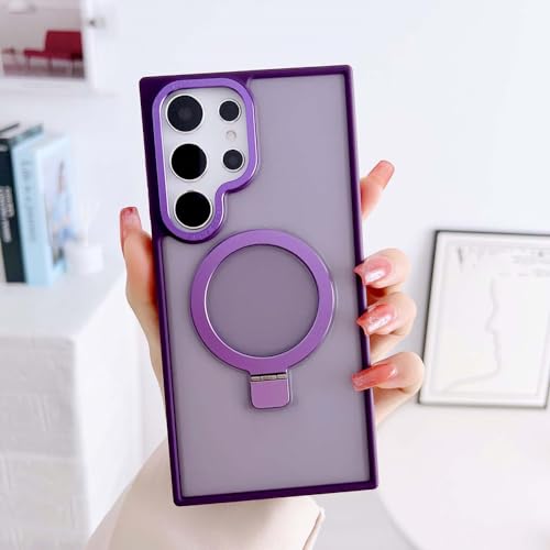 Étui en silicone pour Samsung S23 avec support et charge sans fil violet