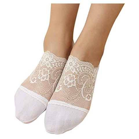 Sonojie Transparent Low Socks 1 Pairs Womens Pearl Lace Socks Breathable Socks Ballerina Socks Non Slip Socks Transparent Low Socks Men S Slipper Socks with Leather Sole Cover