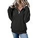Women Sweatshirt Casual Long Sleeve Half Zip Pullover Lightweight Casual Loose Fashion Sweatshirts Black women's fashion hoodies & sweatshirts M