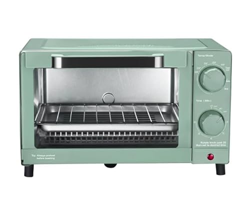 Mainstay Toaster Oven Combo Kitchen Appliances, Fits 9” Pizza, 4 Slice Capacity, Powerful Circulation, Auto Shutoff, Includes Baking Rack Pan Quartz, up to 60 Min, Easy Clean ~ (Sage Green)