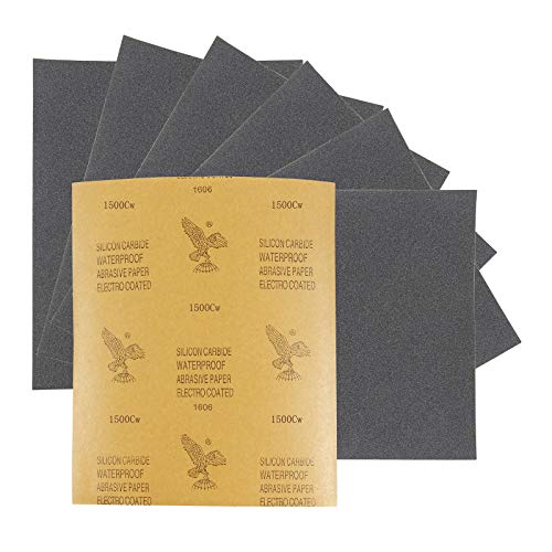 Anmas 10pcs 1500 Grits Dry/Wet Waterproof Abrasive Sandpaper Sand Paper Sander Sheets for Wood Furniture Finishing, Metal Sanding and Automotive Polishing,12 x 8 inch Size