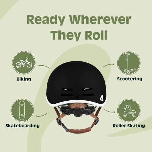 Retrospec Remi Kids' Bike Helmet for Youth Boys & Girls- Bicycle Helmet with Built-in Visor and Adjustable Reflective Straps for Skateboarding, Scooters, Rollerblading - Matte Black - 49-53cm - image 4