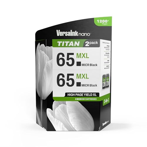 Image of VersaInk-Nano 65 MXL Titan-Magnetic (MICR 3-in-1) Black Ink Cartridge 2-Pack Compatible with 65 and 65 XL, Compatible with Deskjet 3700 Series, 2600 Series, Envy 5000 Series