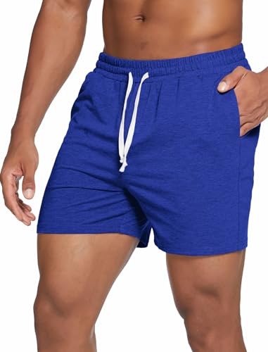Image of Deyeek 5.5 Inch Mens Pajama Shorts Sleep Cotton Lounge PJ Lightweight Elastic Waist Drawstring Nightwear Bottom with Pockets