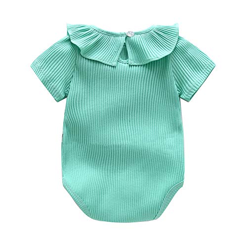 Ding-Dong Baby Girl Summer Princess Ruffle Solide Romper（Pink,3-6M） #TOP1