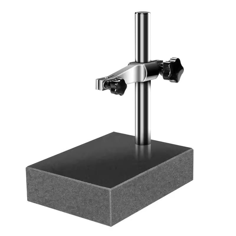 Soporte comparador de granito de precisión de 250 x 200 x 50 mm, base de granito y barra de sujeción de medidor, kit de soporte de indicador digital con base de calibración de granito en stock.