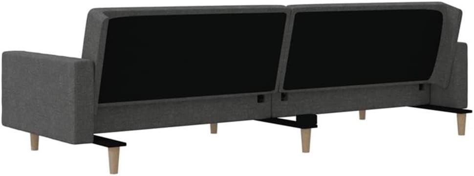 BOWERY HILL Contemporary Metal Sofa Bed, Dark Gray Fabric Finish, 2-Seater Convertible Sleeper, Rectangular Space-Saving Design with Cushions, Living Room or Guest Room Modern Furniture, 33.3 x 86.6