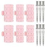 2 in 1 Hair Rollers with Styling Clips Set, Including 6 Pcs Hair Curlers(2 Large, 4 Small) and Duck Billed Clips, Suitable for Long, Short Hair and Bangs