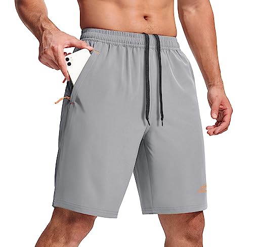 Magcomsen Mens Shorts 7 Inch Inseam Elastic Waist Hiking Shorts Fishing Shorts Active Quick Dry Shorts Running Workout Shorts Light Grey 33 #TOP1
