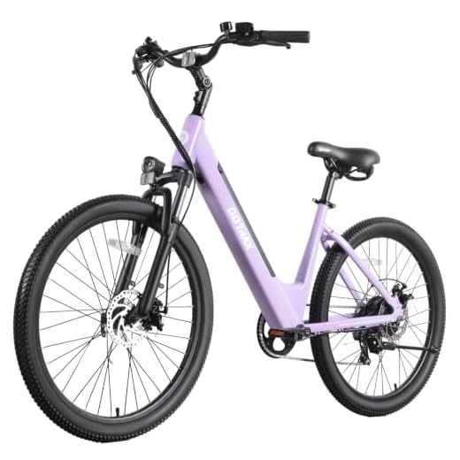Gotrax Dolphin 26" Electric Bike, Max Range 30Miles(Pedal-assist1)&20Mph Power by 350W, 5 Pedal-Assist Levels&Front Suspension, 7-Speed&Boost Mode, City E-Bike for Adult Leisure Riding/Commuting
