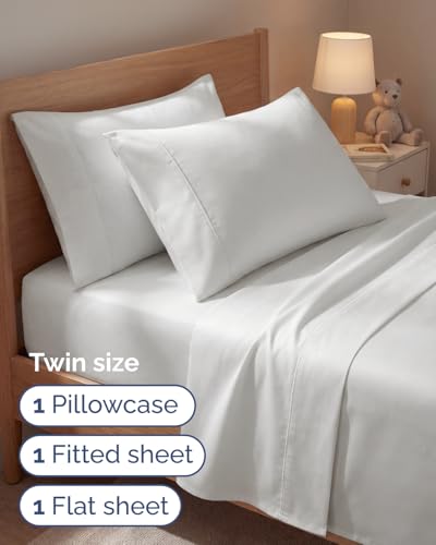 Image of Twin 4 Piece Bed Sheet Set - Breathable & Cooling Sheets - Antique White | Ultra Soft Hotel Luxury Bedding Set with 8-16 Inch Deep Pockets, 1 Flat & 1 Fitted Sheet & 2 Pillowcases, Wrinkle & Fade Free