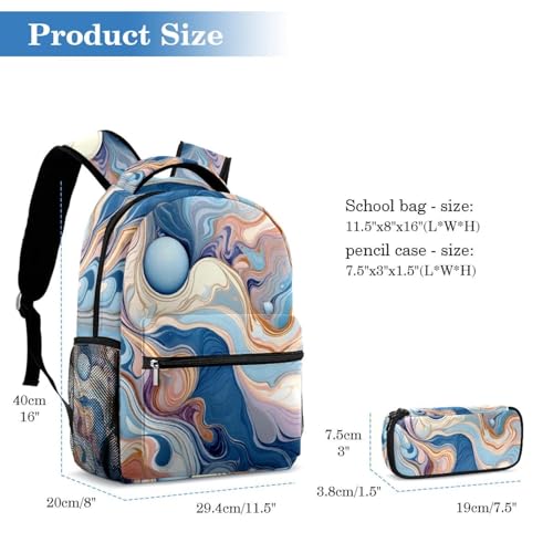 Sac à dos marbré polyvalent grand volume avec ensemble 2 pièces