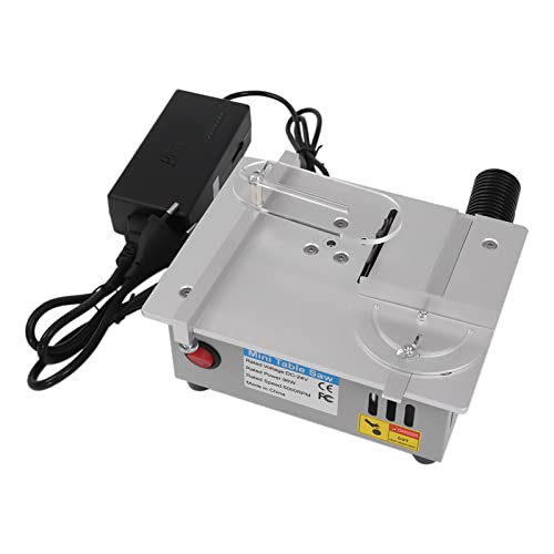 chennnls Mini scie de table faite à la main, pour le travail du bois, scie bancaire, modèle de bricolage, outil de coupe avec filet réglable, lame de scie circulaire HSS 63 mm (argentée)