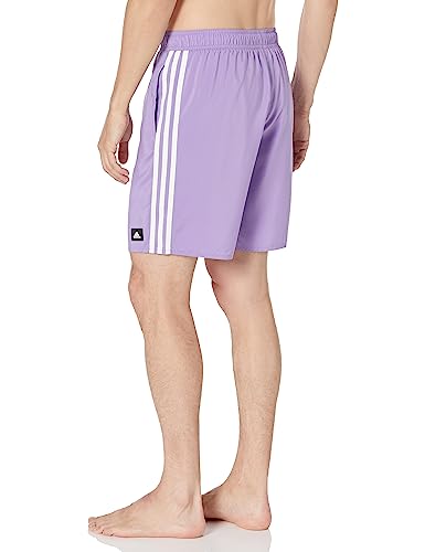 adidas Men's Standard 3-Stripes Swim Short Classic Length, Violet Fusion/White, XX-Large2