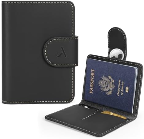 ALLIVE Leather Passport Holder with AirTag Pocket – Best for Document Security