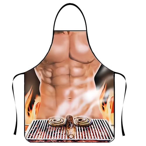BDEPSTR Tablier de Cuisine Homme Sexy et Drôle | Réglable et Amusant pour Barbecue & Fêtes | Cadeau Rigolo Original pour Hommes Musclés