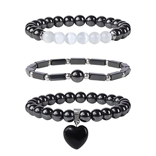 Vinswet Healing Crystal Beaded Bracelets for Women,Natural Hematite Moonstone Gemstones ...