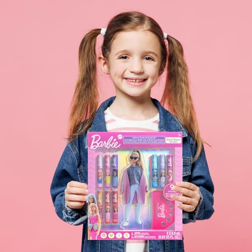 Townley Girl’s Barbie 11-teiliger Lipgloss pflanzlicher feuchtigkeitsspendender Acryl Halter, geeignet für Mädchen, Kinder und alle