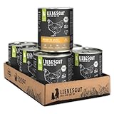 Liebesgut Bio Hundefutter Nass Bio-Huhn mit Bio-Apfel und Bio-Buchweizen, extra viel Fleisch, 6x800g, produziert in Bayern