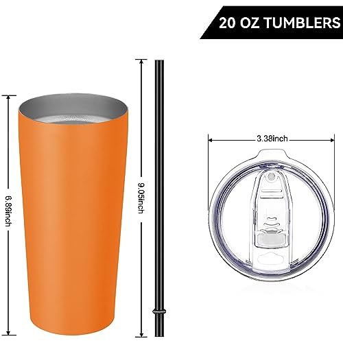 Image of VEGOND 20oz Tumbler Stainless Steel Tumbler with Lid And Straw Vacuum Insulated Double Wall Travel Coffee Mug(orange package 6)