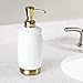 iDesign InterDesign Ceramic Soap Dispenser, Kitchen or Bathroom Vanities York Tall Pump 2, Soft Brass and White
