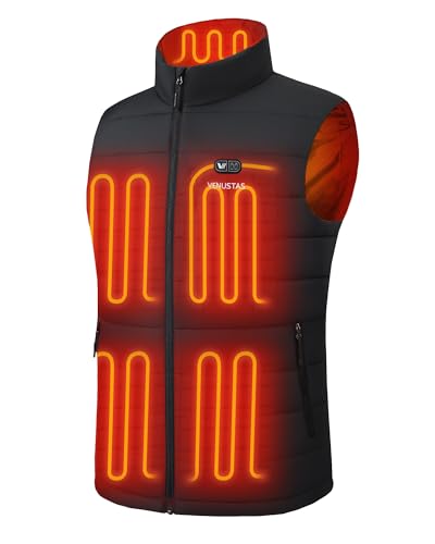 Venustas Men’s 12V Dual-Control Heated Vest with Battery, Durable Quilted Heated Clothing for Winter Work & Outdoor Use