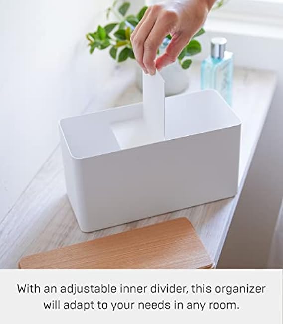 Yamazaki Home Rin Countertop Organizer Bathroom Kitchen Counter Organizer Metal Toiletries Holder - Steel + Wood