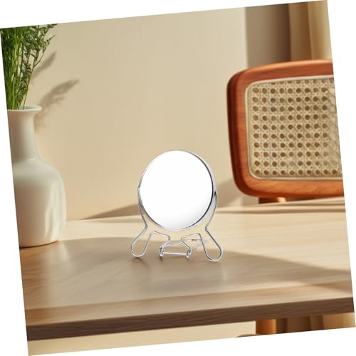 Espejo de maquillaje de mesa doble cara giratorio portátil miniatura 5