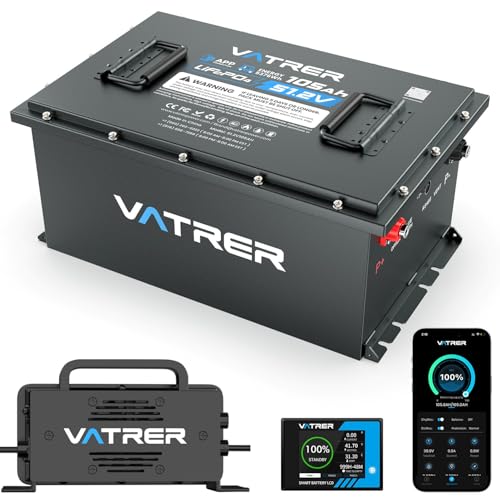 51.2V 105Ah Lithium Golf Cart Battery, Built-in Smart 200A BMS,