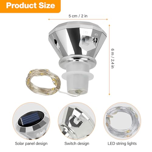 Nzkeuf Flaschenlichterkette Korken, 8 Stück Solar Flaschen Outdoor, 20 LEDs 2M Flaschenbeleuchtung, Weinflasche Lichtkette für DIY, Party, Garten, Hochzeit, Außen Innen Deko, Universalgröße