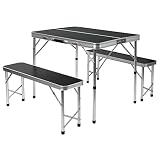 Campingtisch klappbar Alu Koffertisch Picknick Tisch Sitzgruppe Campingmöbel Set