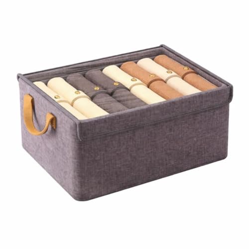 Image of TEKCOOL 1Pcs Wardrobe Organizer for Clothes with Metal Frame, Foldable Storage Basket for Clothing, Cloth Organizer Storage Box with Handle and Lid for Pants, Jeans, Sweater (Pack of 1)'