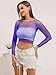LemonGirl Women Fishnet Crop Tops Lingerie Long Sleeve Top Babydoll Chemise US 2-16 Blue